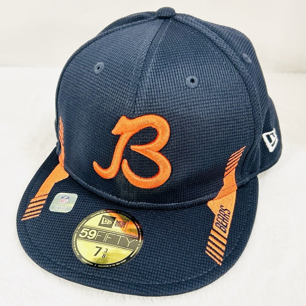 New Era Chicago Bears B Logo 59FIFTY Fitted Hat Cap 7 3/8 Blue NFL‎ Football